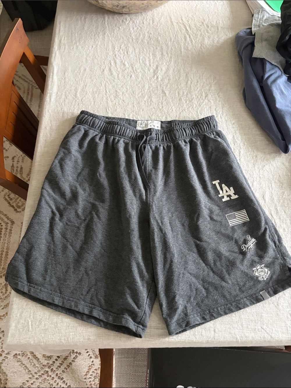 47 Los Angeles Dodgers Gray Athletic Shorts with LA Logo